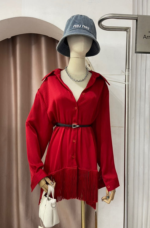 MATINEE Fringe-hem Collar Down Shirts